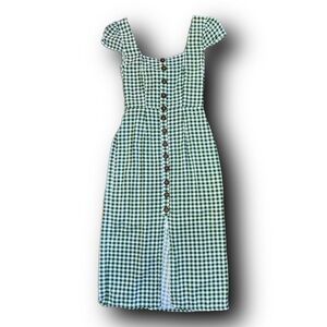 Trixxi Green Gingham Button-Down Cottagecore Dress